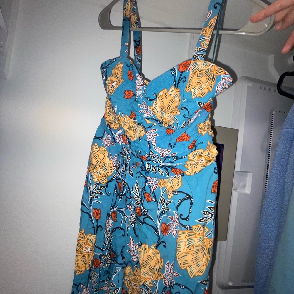 Blue sleeveless romper